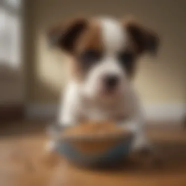 A puppy enjoying a bowl of puppy food