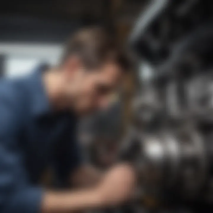 A mechanic inspecting a car engine