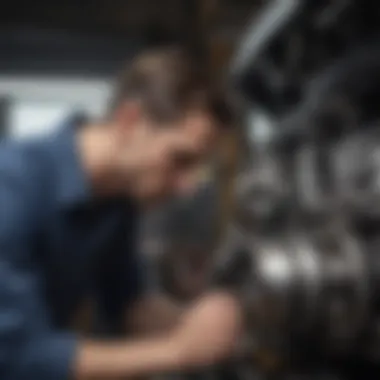 Mechanic Inspecting Car Engine A mechanic inspecting a car engine